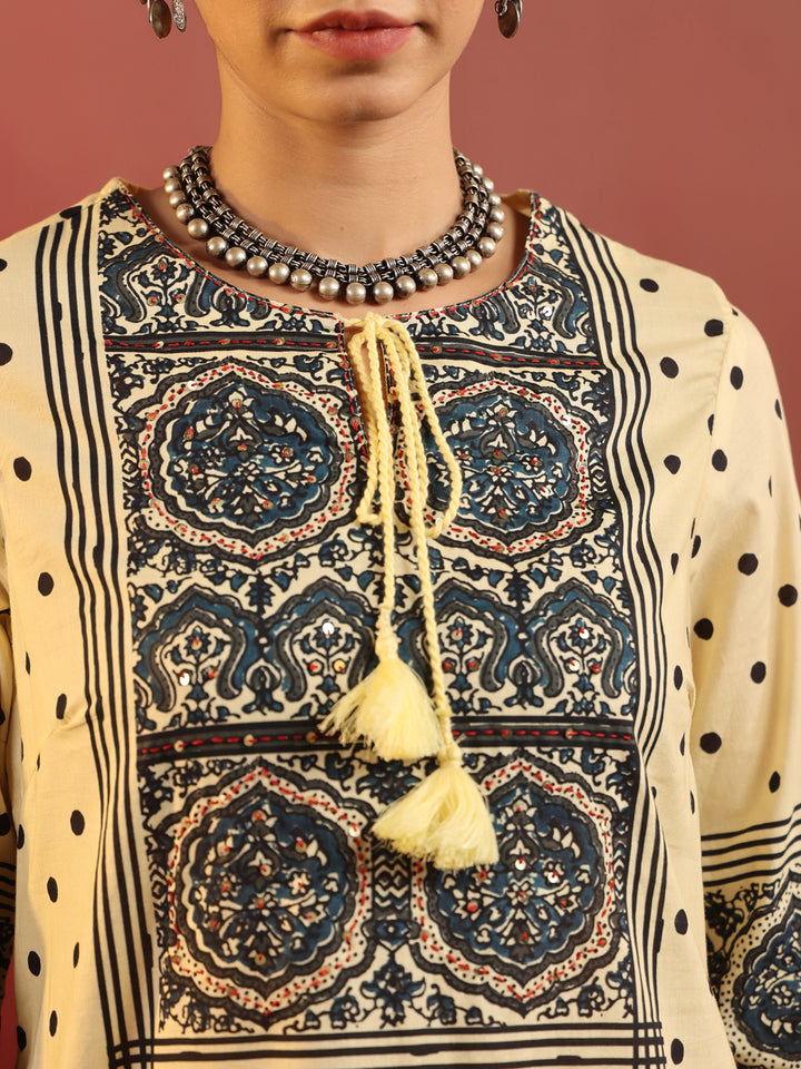 Tarini | Butter Polka Ajrakh Suit Set