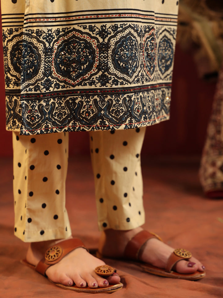Tarini | Butter Polka Ajrakh Suit Set
