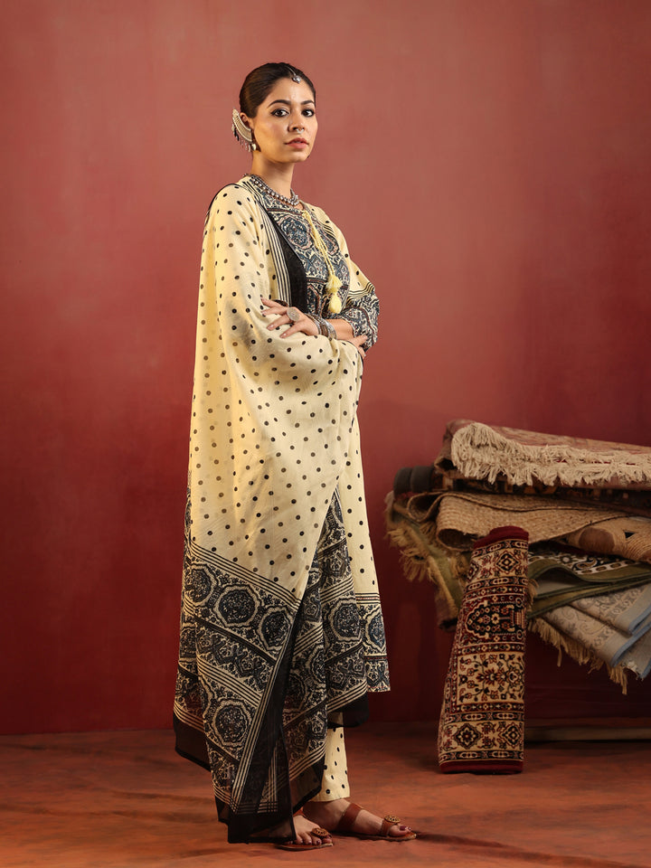 Tarini | Butter Polka Ajrakh Suit Set