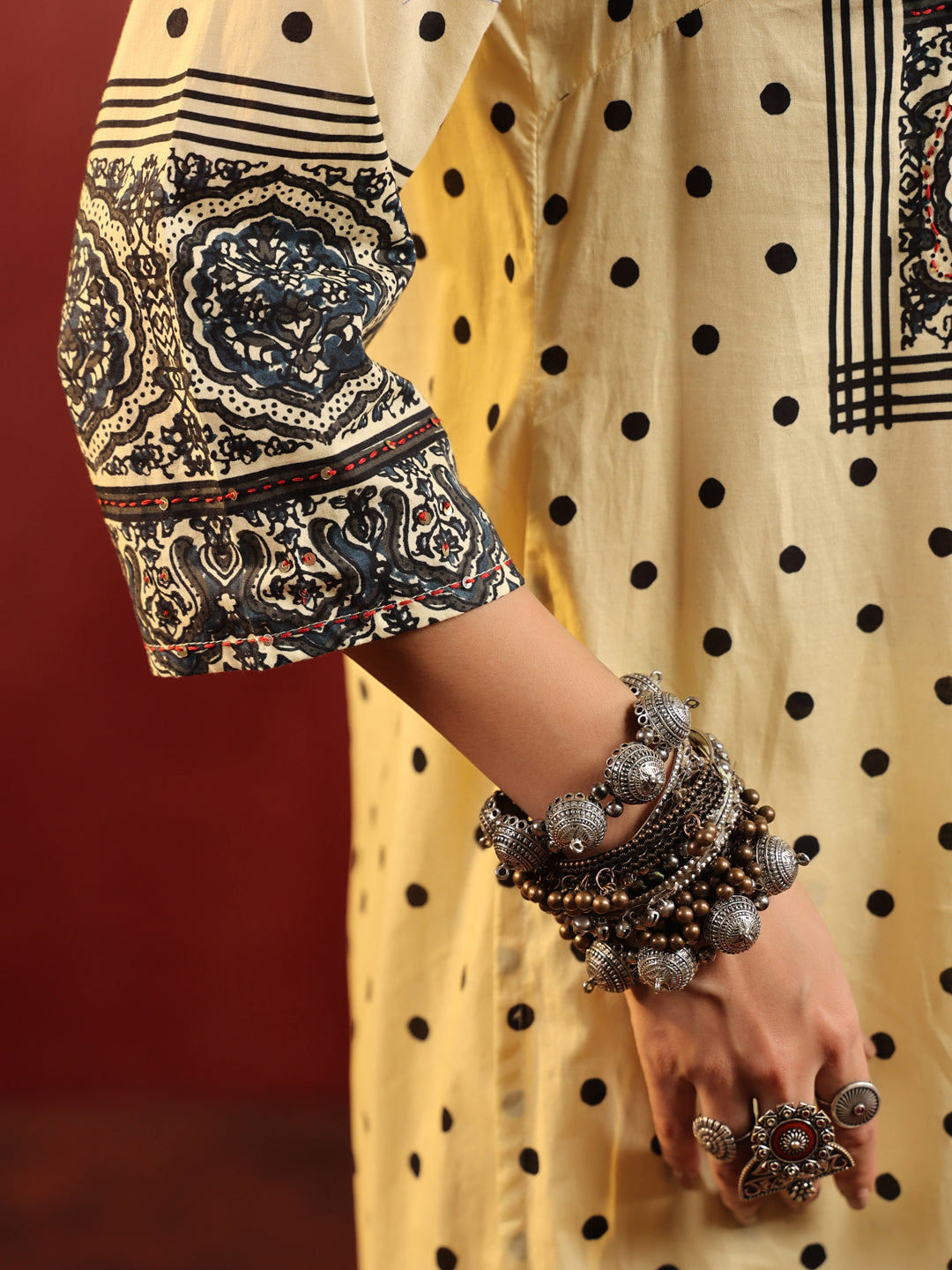 Tarini | Butter Polka Ajrakh Suit Set