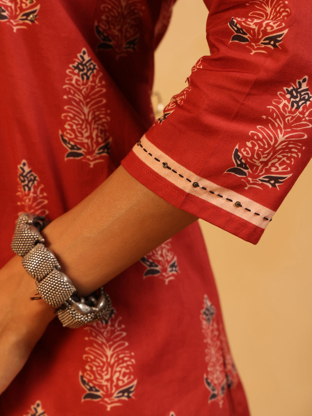 Lalima | Red Ajrakh Cotton Suit Set