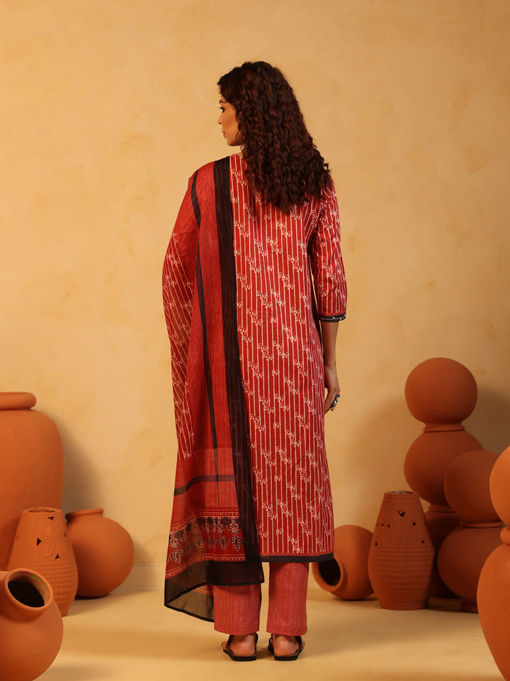 “Gulmohar” Rust Red Suit Set