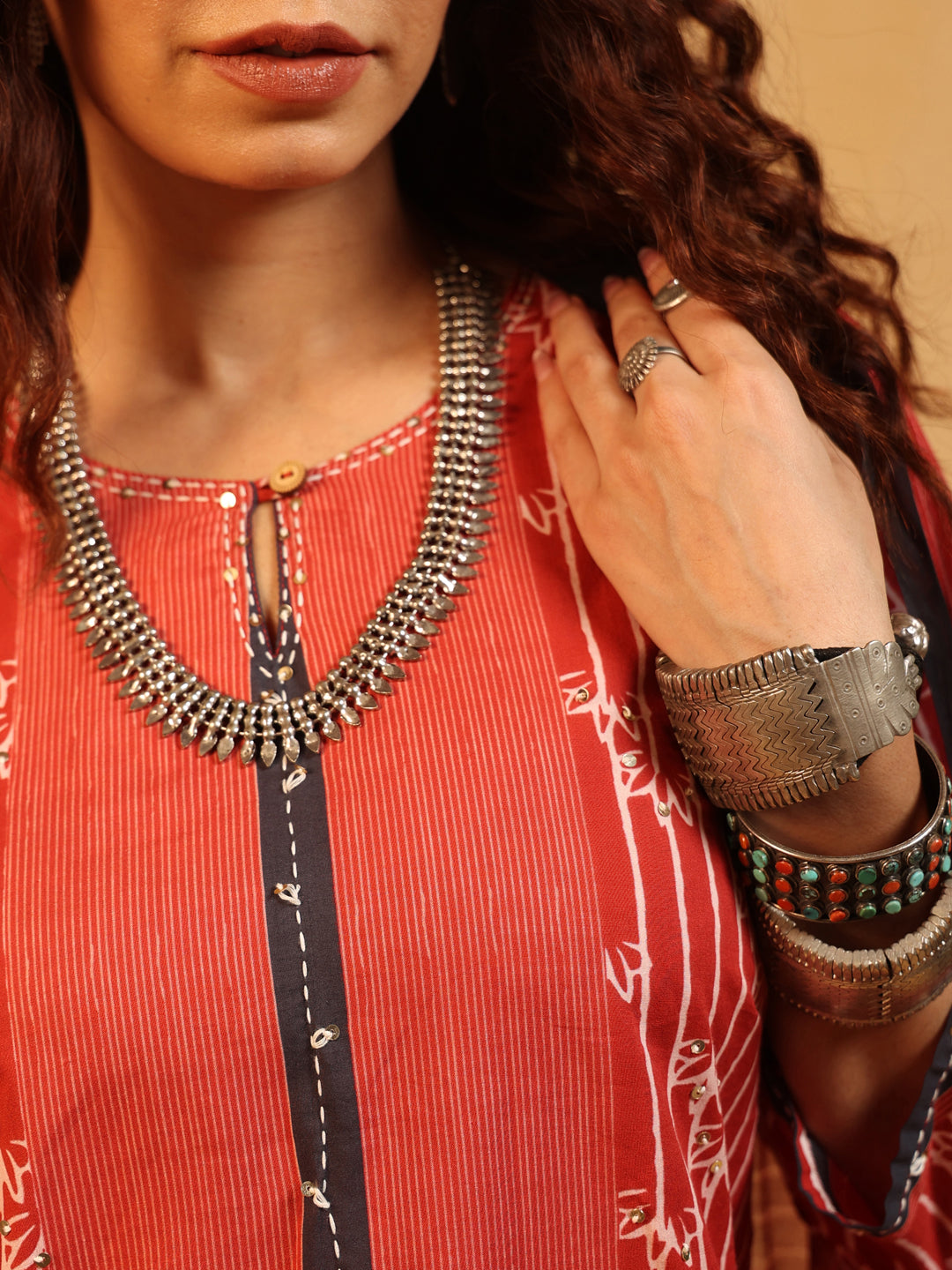 “Gulmohar” Rust Red Suit Set