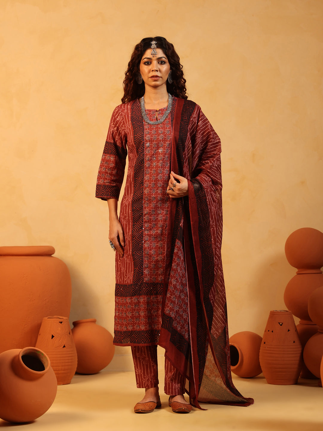 “Ruhani” Maroon Suit Set