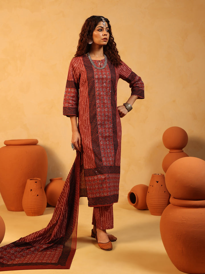 “Ruhani” Maroon Suit Set