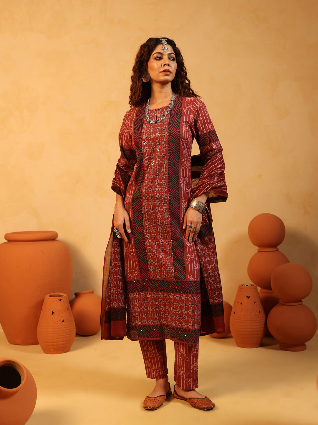 “Ruhani” Maroon Suit Set