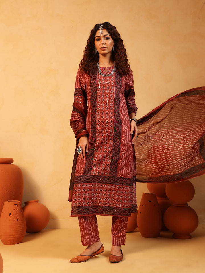 “Ruhani” Maroon Suit Set