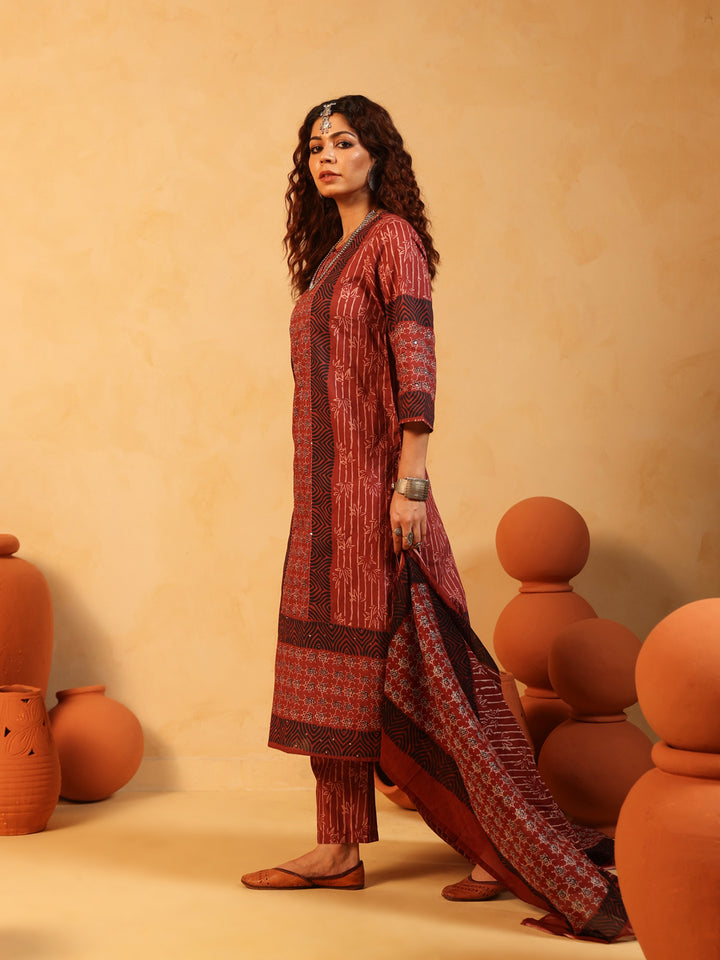 “Ruhani” Maroon Suit Set