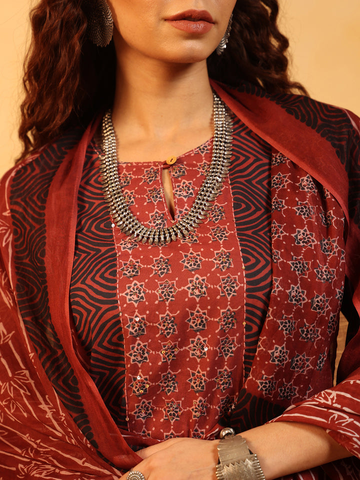 “Ruhani” Maroon Suit Set