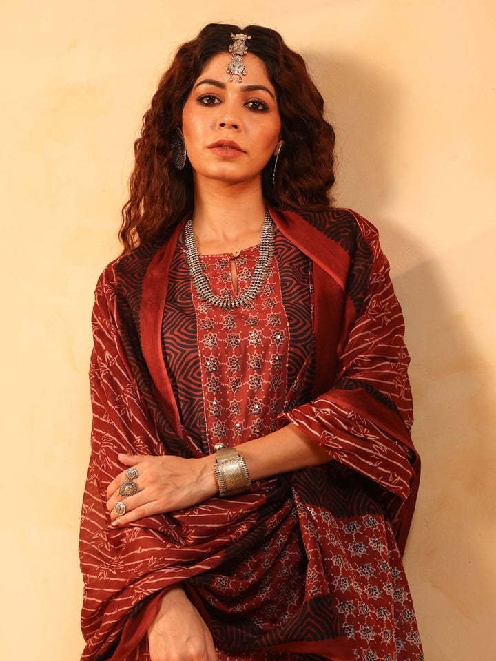 “Ruhani” Maroon Suit Set