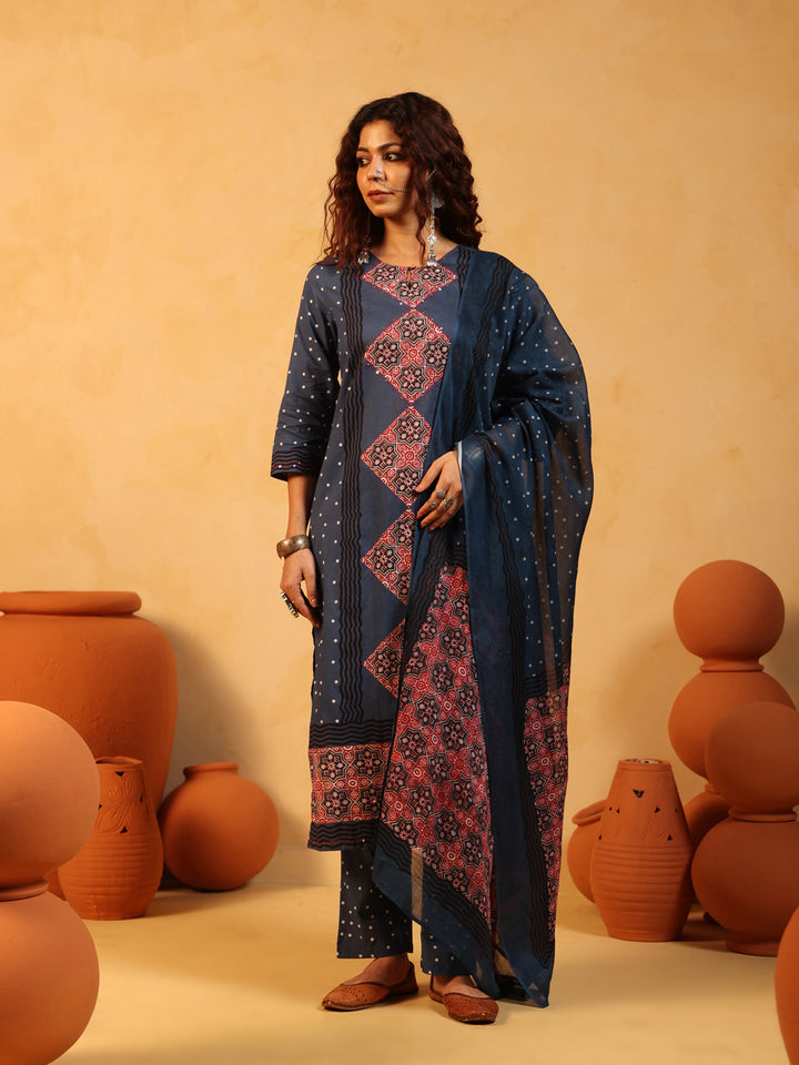 “Neelima” Indigo Suit Set