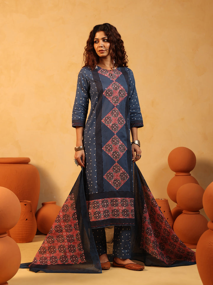 “Neelima” Indigo Suit Set