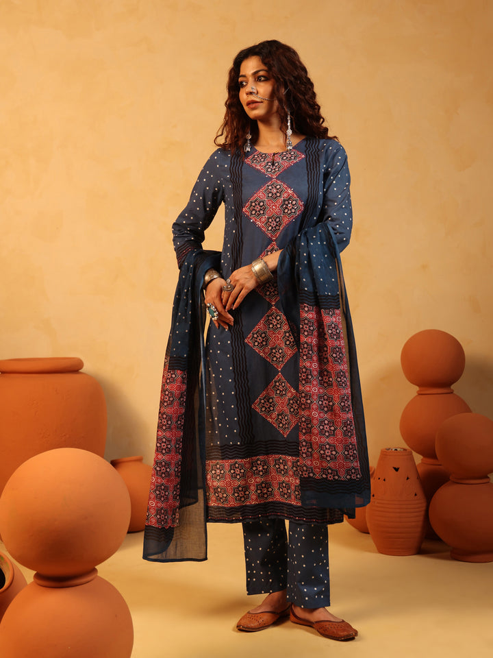 “Neelima” Indigo Suit Set