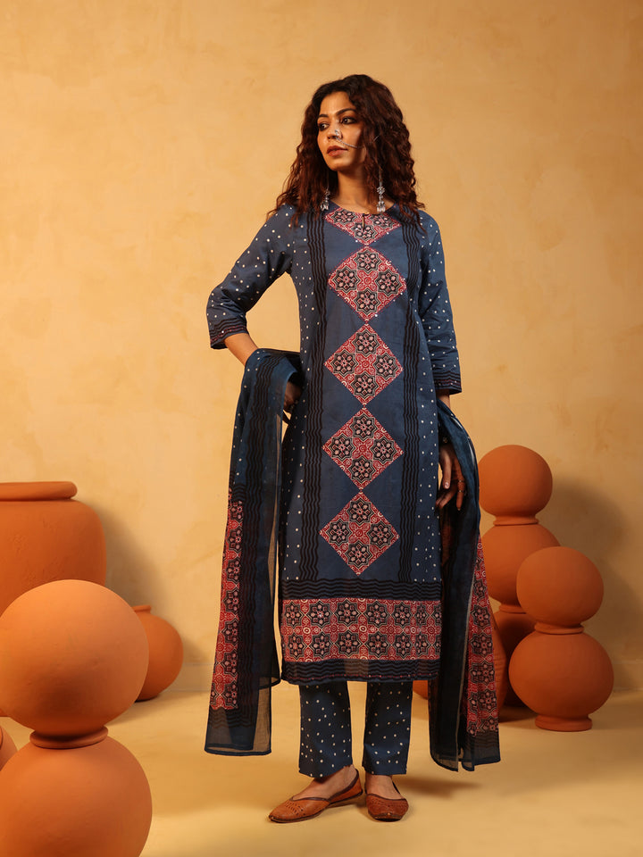 “Neelima” Indigo Suit Set