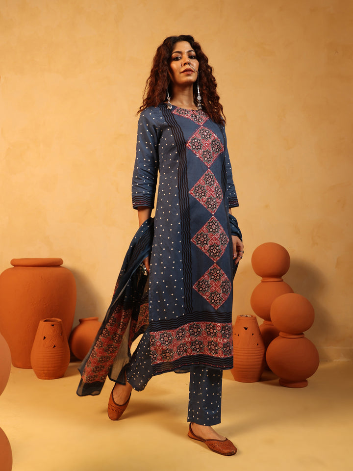 “Neelima” Indigo Suit Set