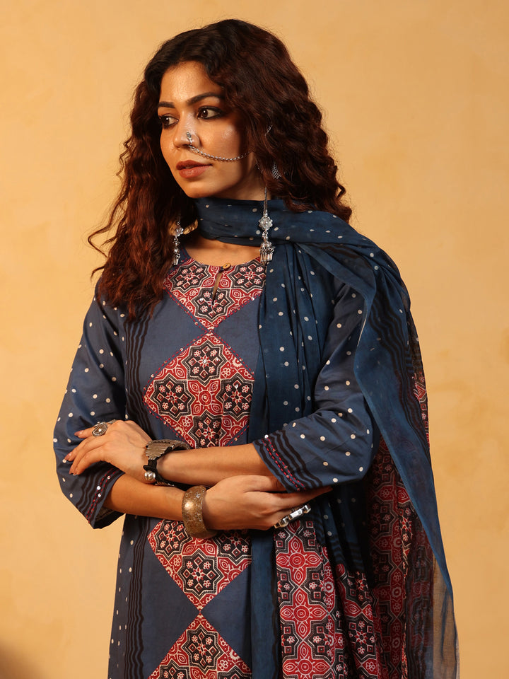 “Neelima” Indigo Suit Set