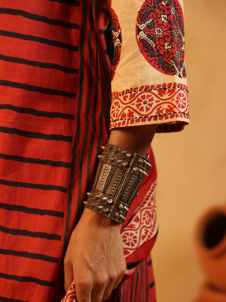 Taru | Red Ajrakh Cotton Suit Set