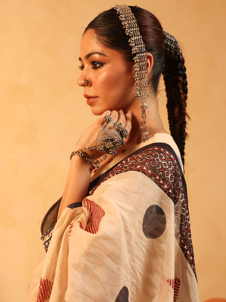Zehra | Beige Ajrakh Cotton Suit Set