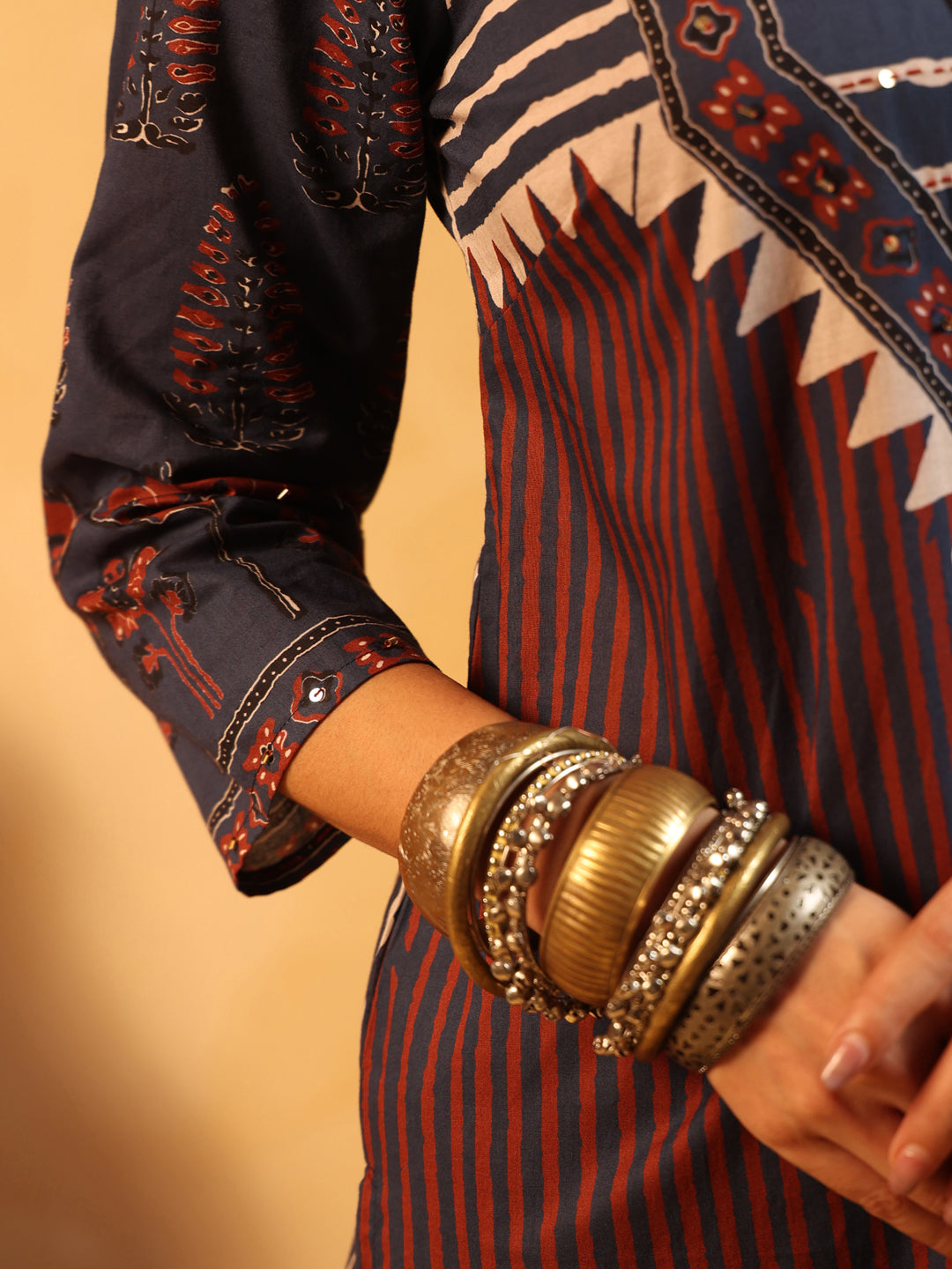 Suhani | Midnight Blue Ajrakh Cotton Suit Set