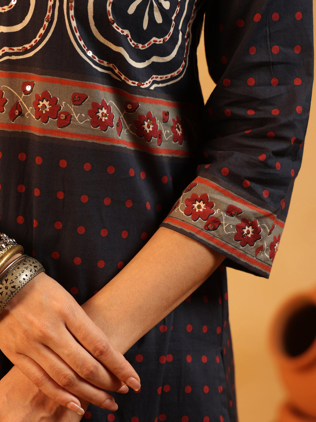 Vatika | Midnight Ajrakh Cotton Suit Set