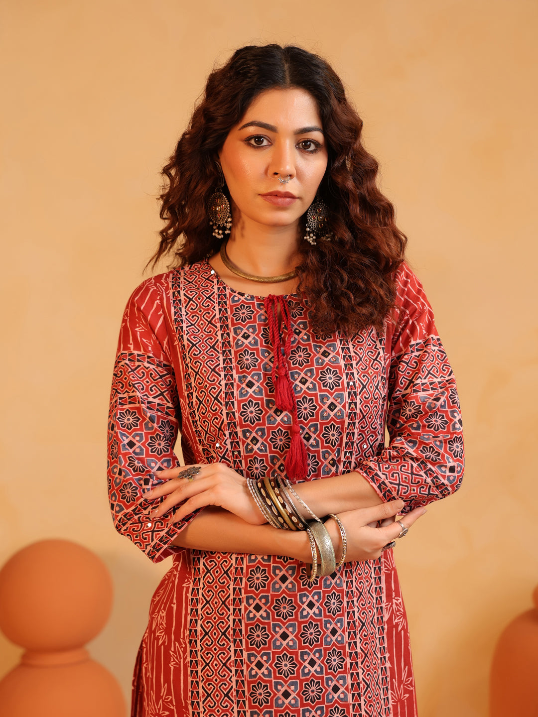 Devina | Terracotta Ajrakh Suit Set