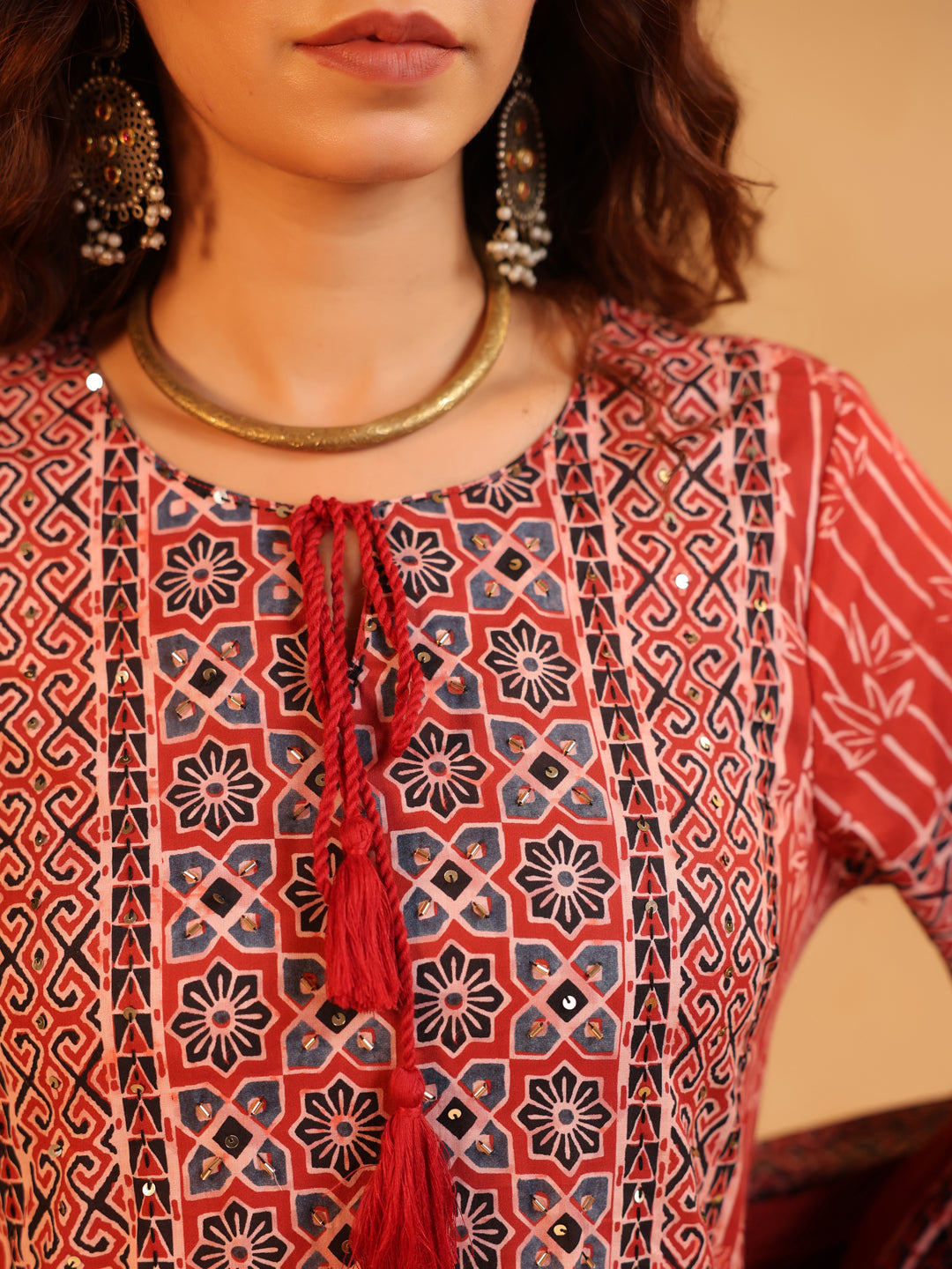 Devina | Terracotta Ajrakh Suit Set