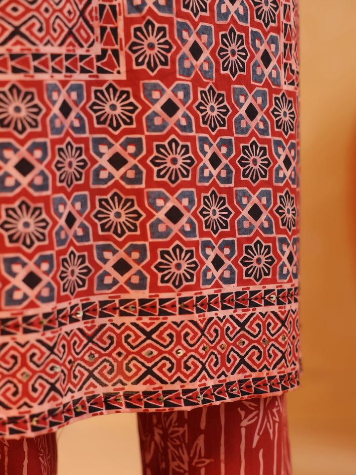 Devina | Terracotta Ajrakh Suit Set