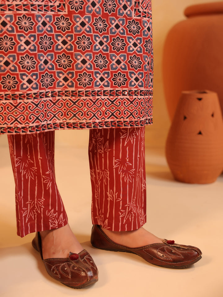 Devina | Terracotta Ajrakh Suit Set