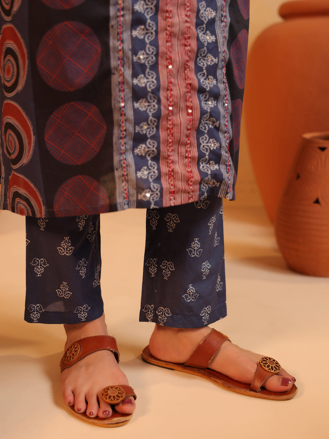 Gulmohar Neela | Deep Indigo Ajrakh Cotton Suit Set