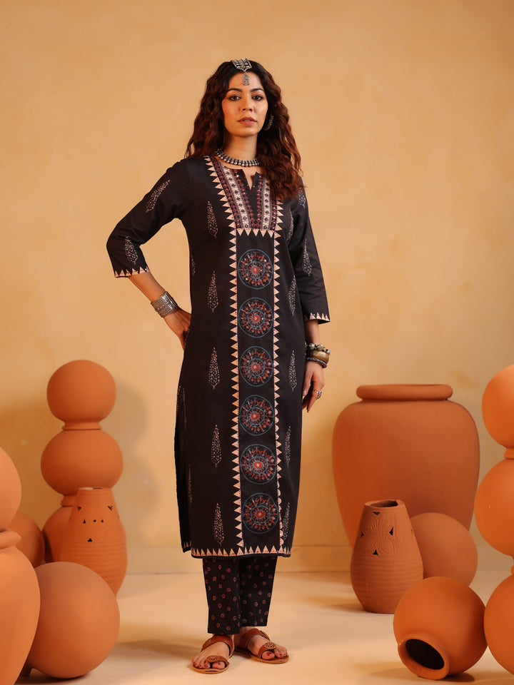 Ishya | Kohl Black Ajrakh Suit Set