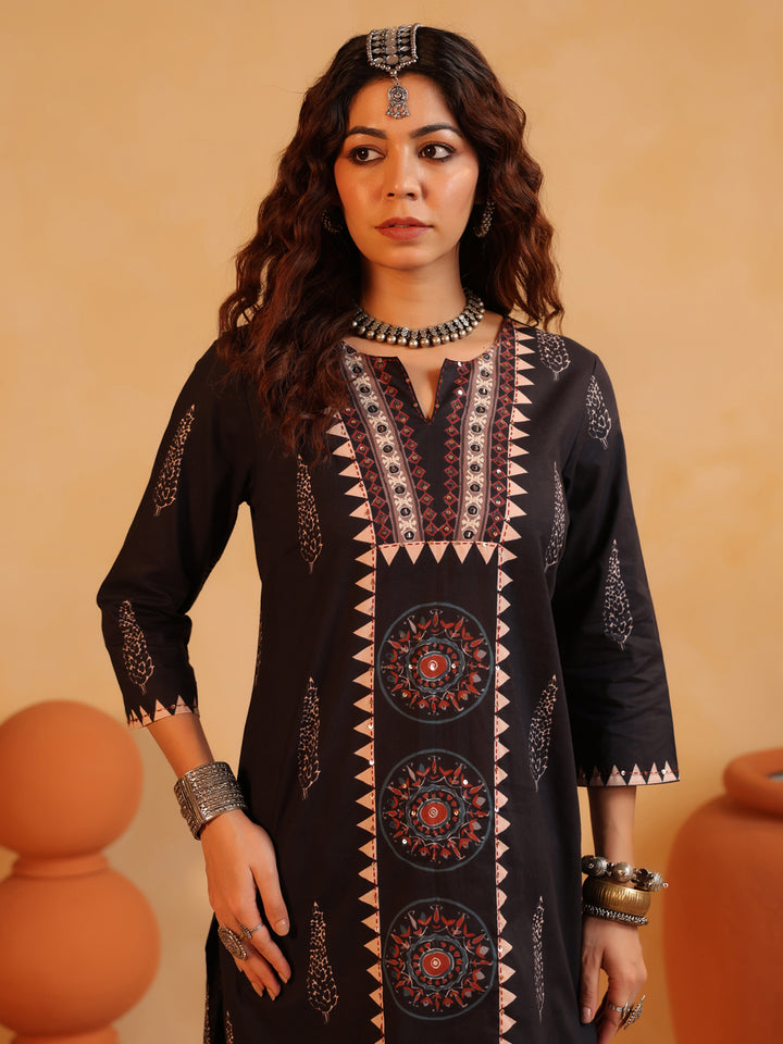 Ishya | Kohl Black Ajrakh Suit Set