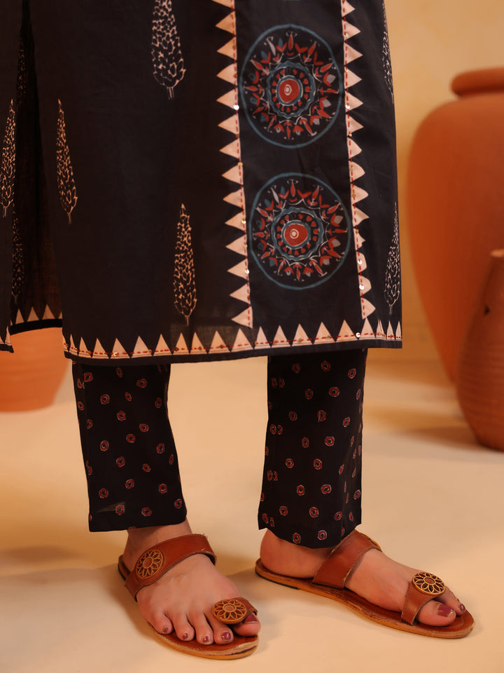Ishya | Kohl Black Ajrakh Suit Set