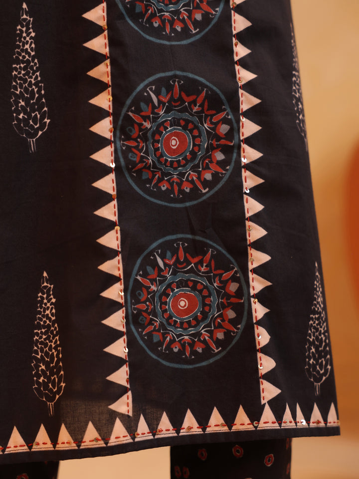 Ishya | Kohl Black Ajrakh Suit Set