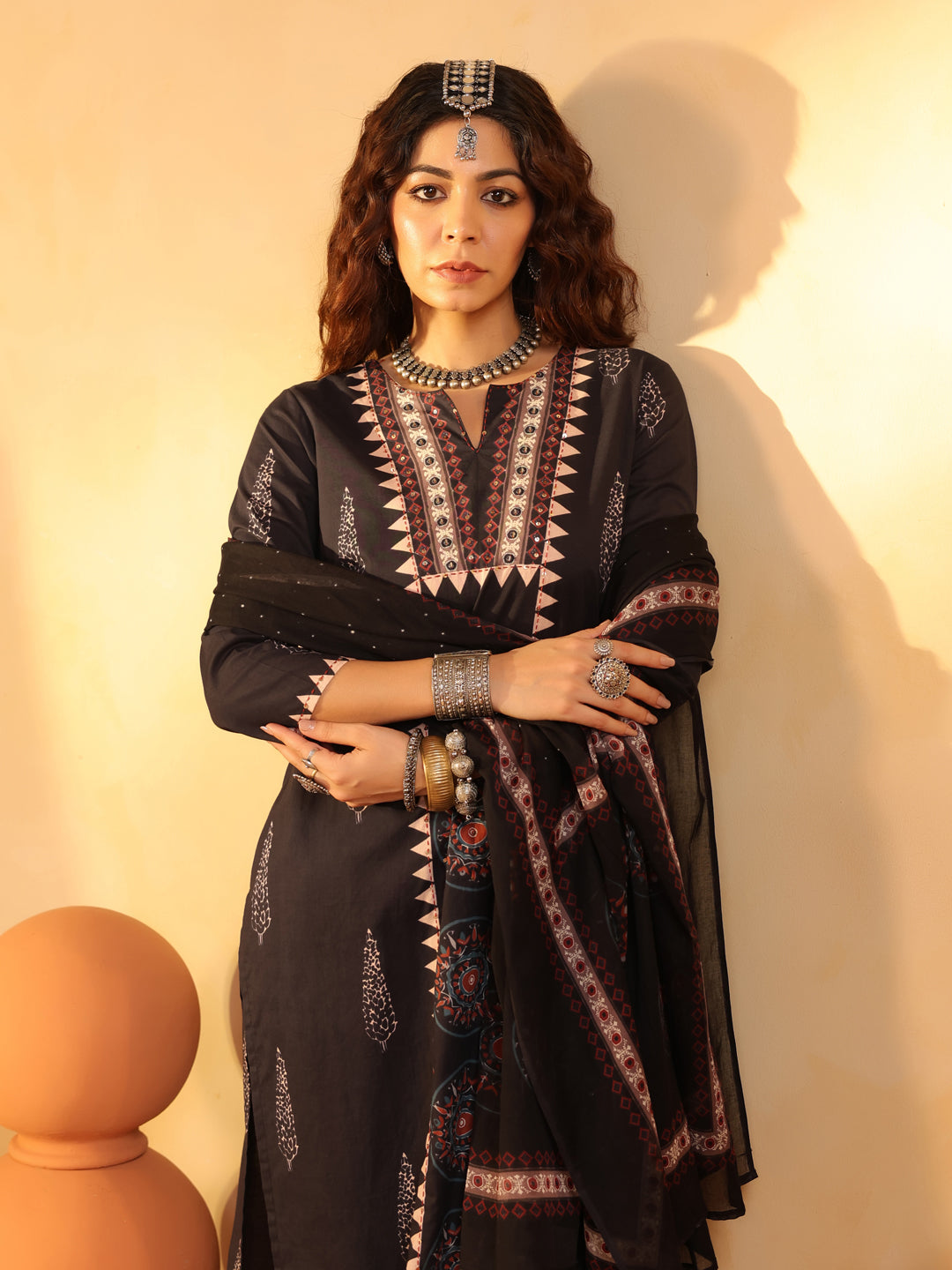 Ishya | Kohl Black Ajrakh Suit Set