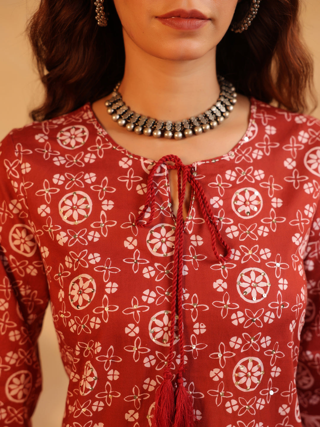 Sitara | Terracotta Ajrakh Motif Suit Set
