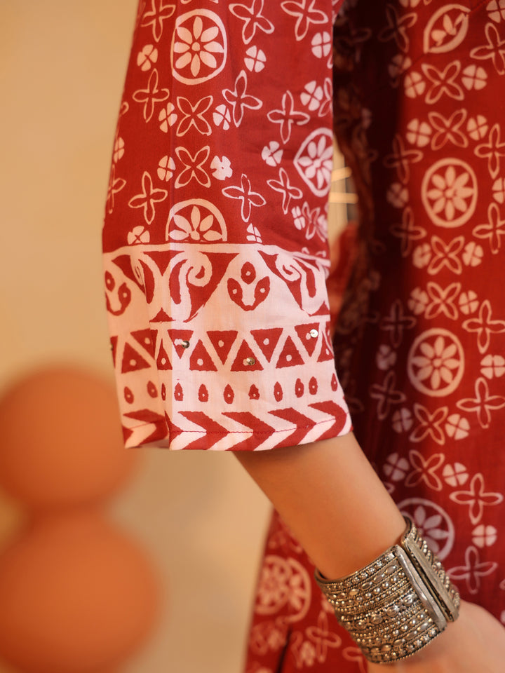 Sitara | Terracotta Ajrakh Motif Suit Set