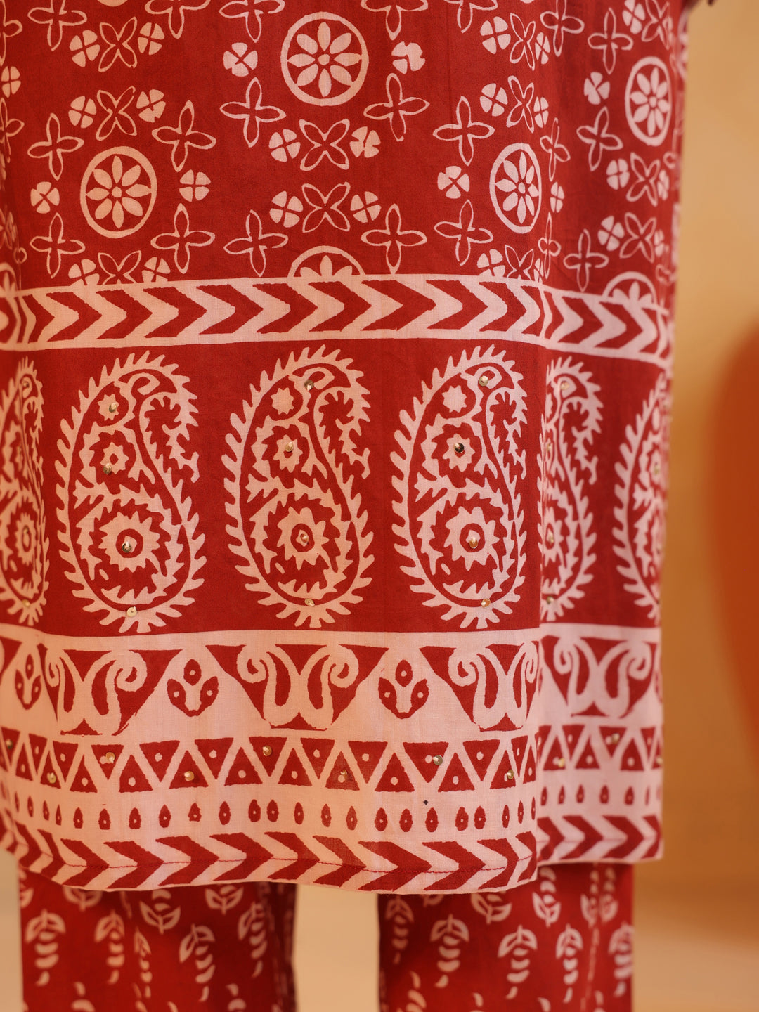 Sitara | Terracotta Ajrakh Motif Suit Set