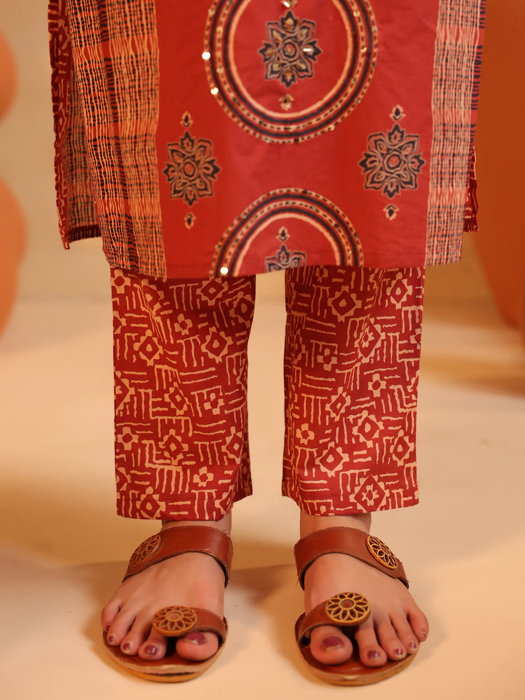 Surkh Abha Ajrakh Suit Set