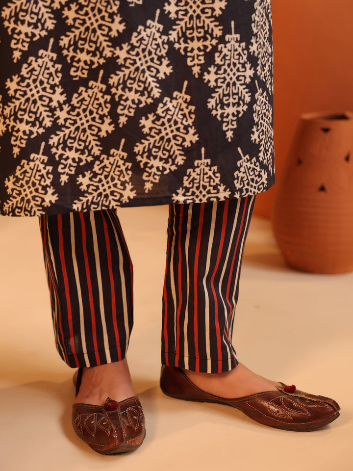 Surajkund Noir | Black Ajrakh Cotton Suit Set
