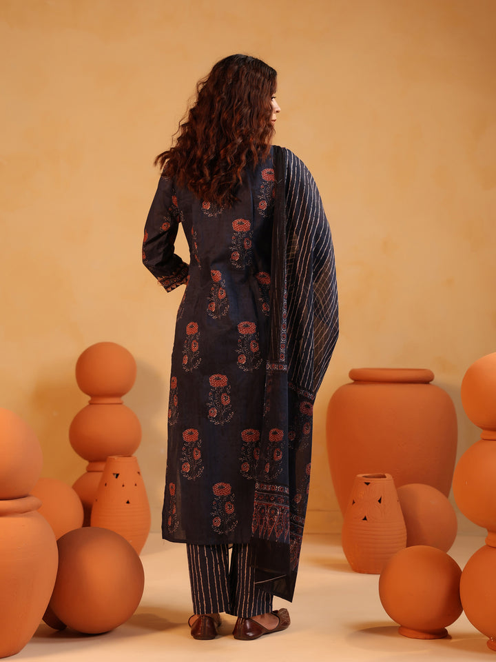 Indivar Ajrakh Suit Set