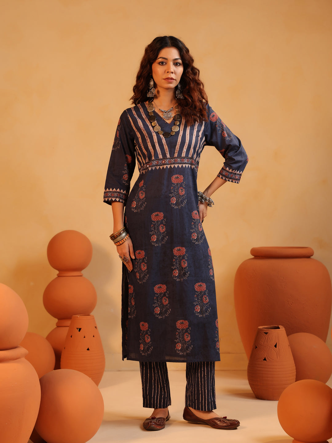 Indivar Ajrakh Suit Set
