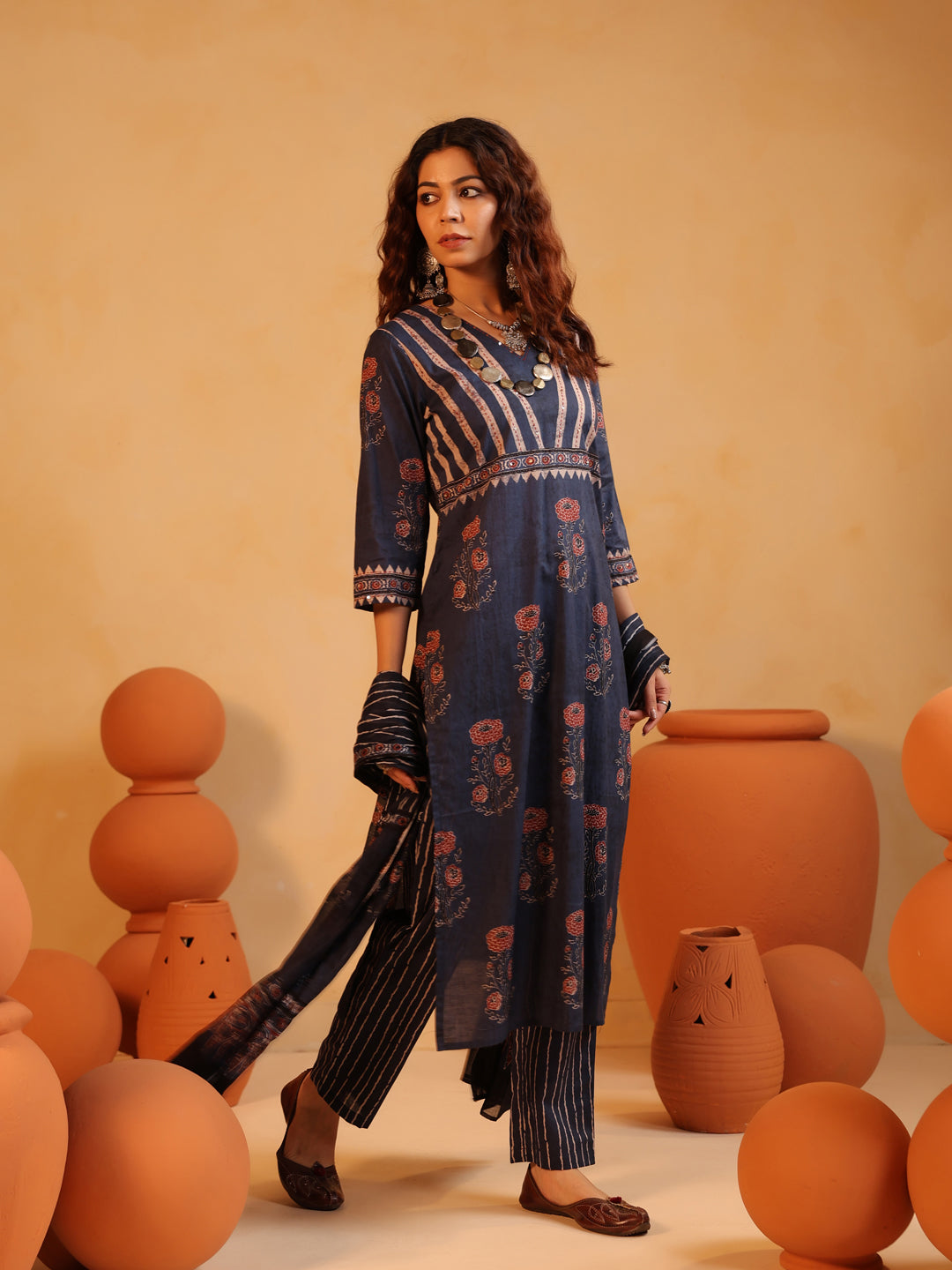 Indivar Ajrakh Suit Set