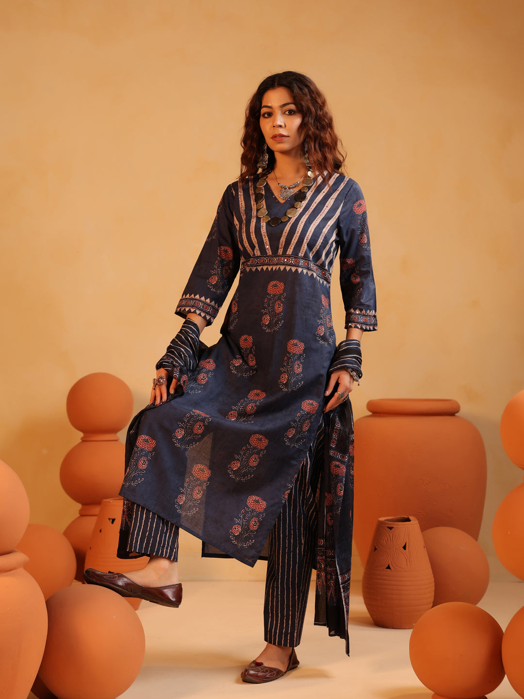 Indivar Ajrakh Suit Set