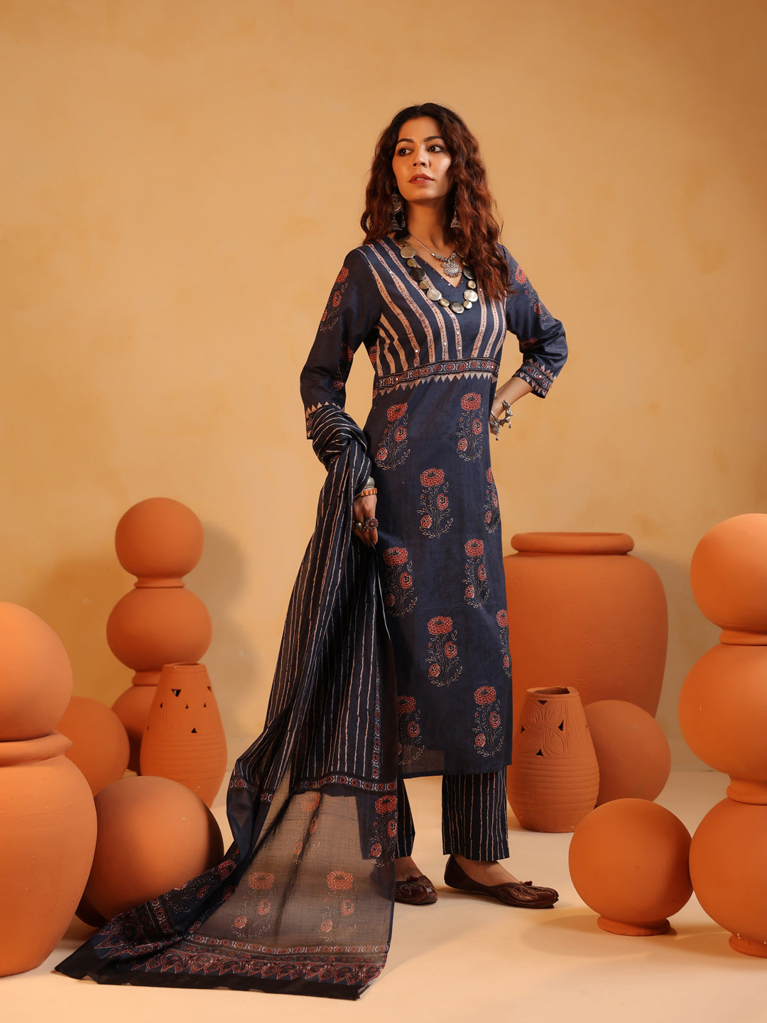 Indivar Ajrakh Suit Set