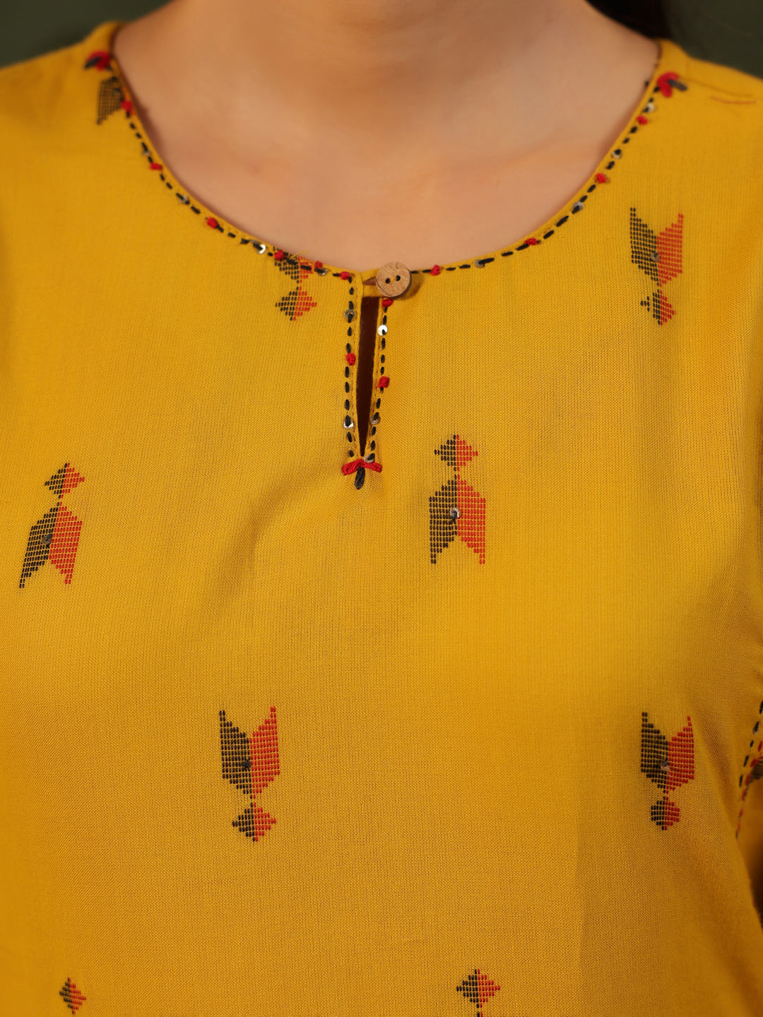 Gauri - Yellow Handloom A-line Suit Set