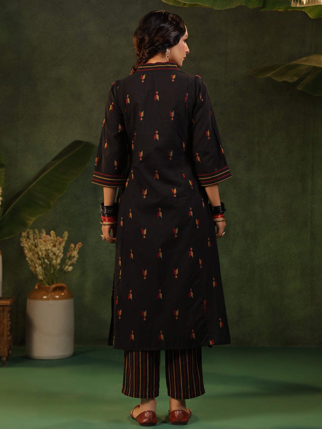 Virasat - Black Handloom Suit Set