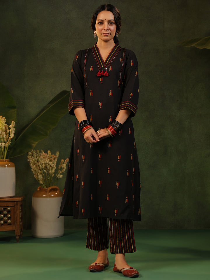 Virasat - Black Handloom Suit Set