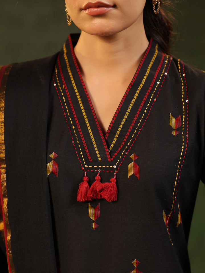 Virasat - Black Handloom Suit Set