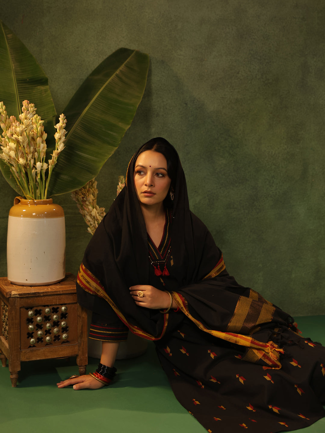 Virasat - Black Handloom Suit Set