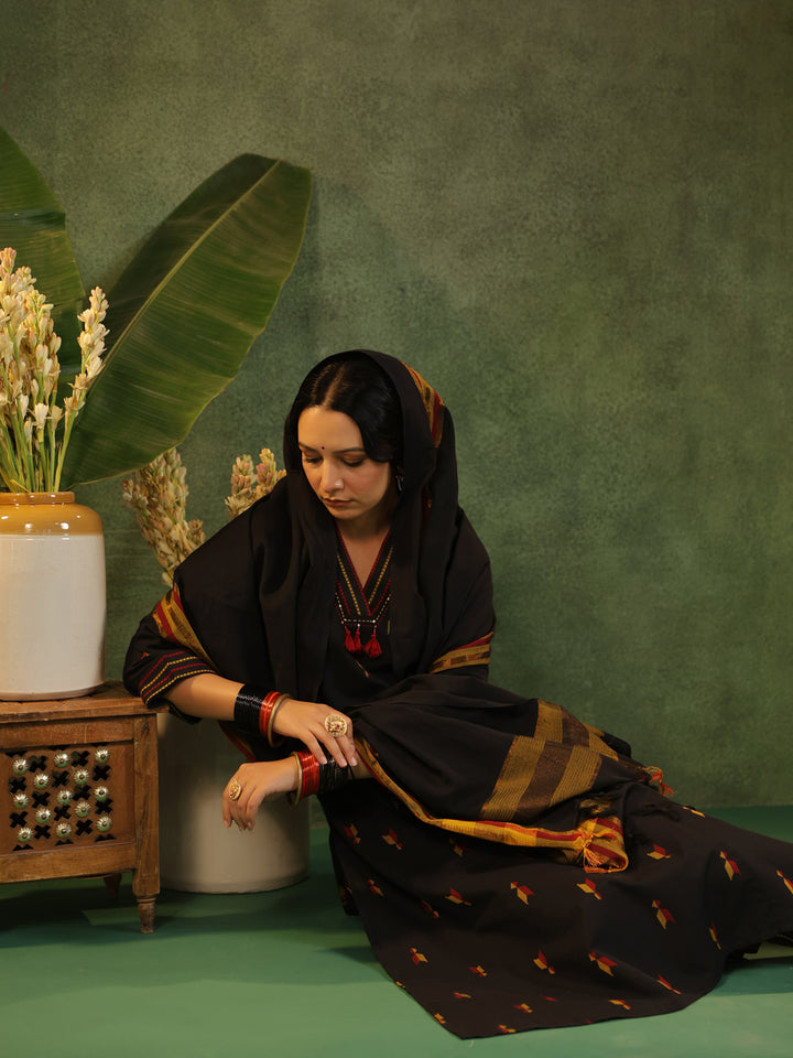 Virasat - Black Handloom Suit Set